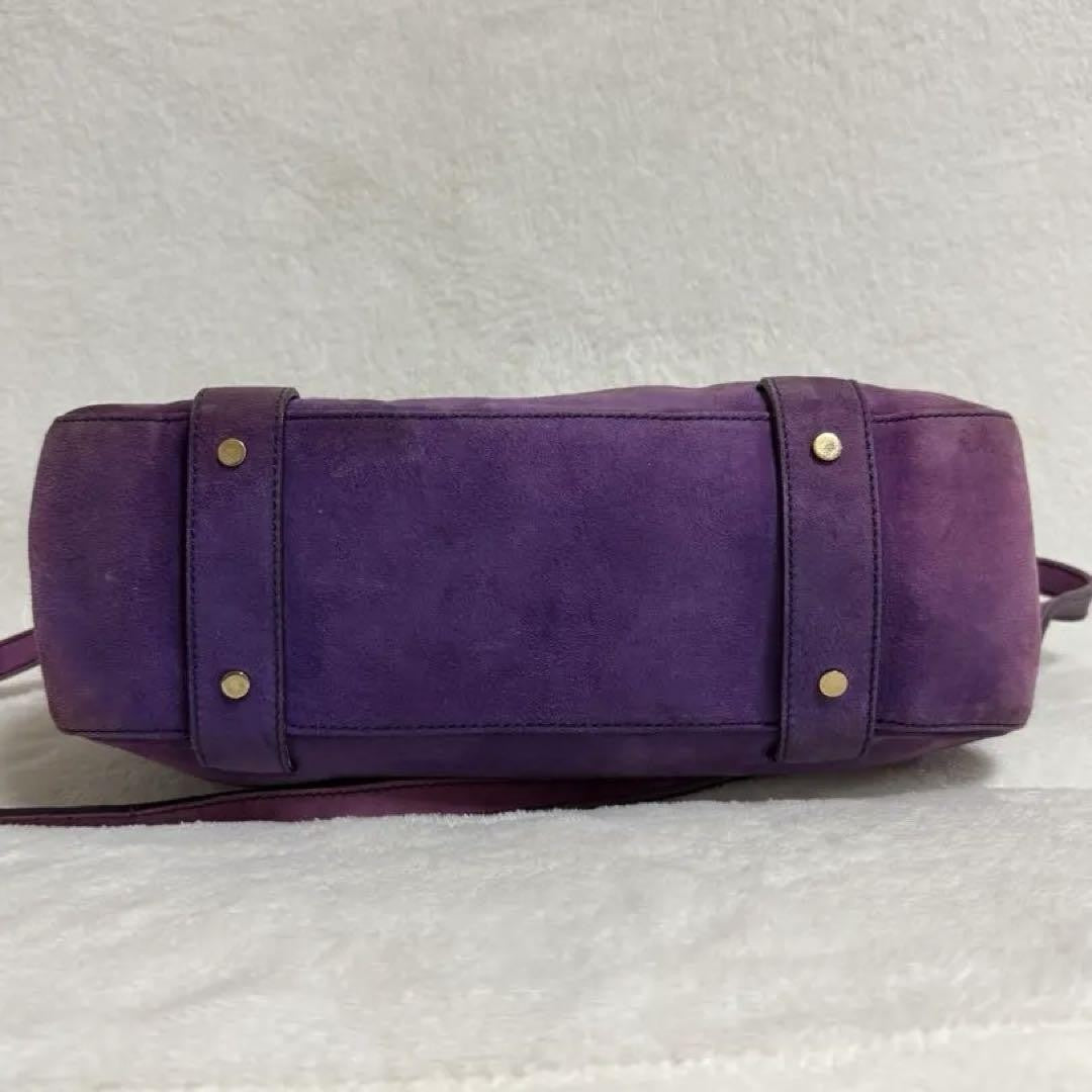 Saint Laurent Shoulder Bag Purse 2way Suede Purple Authentic