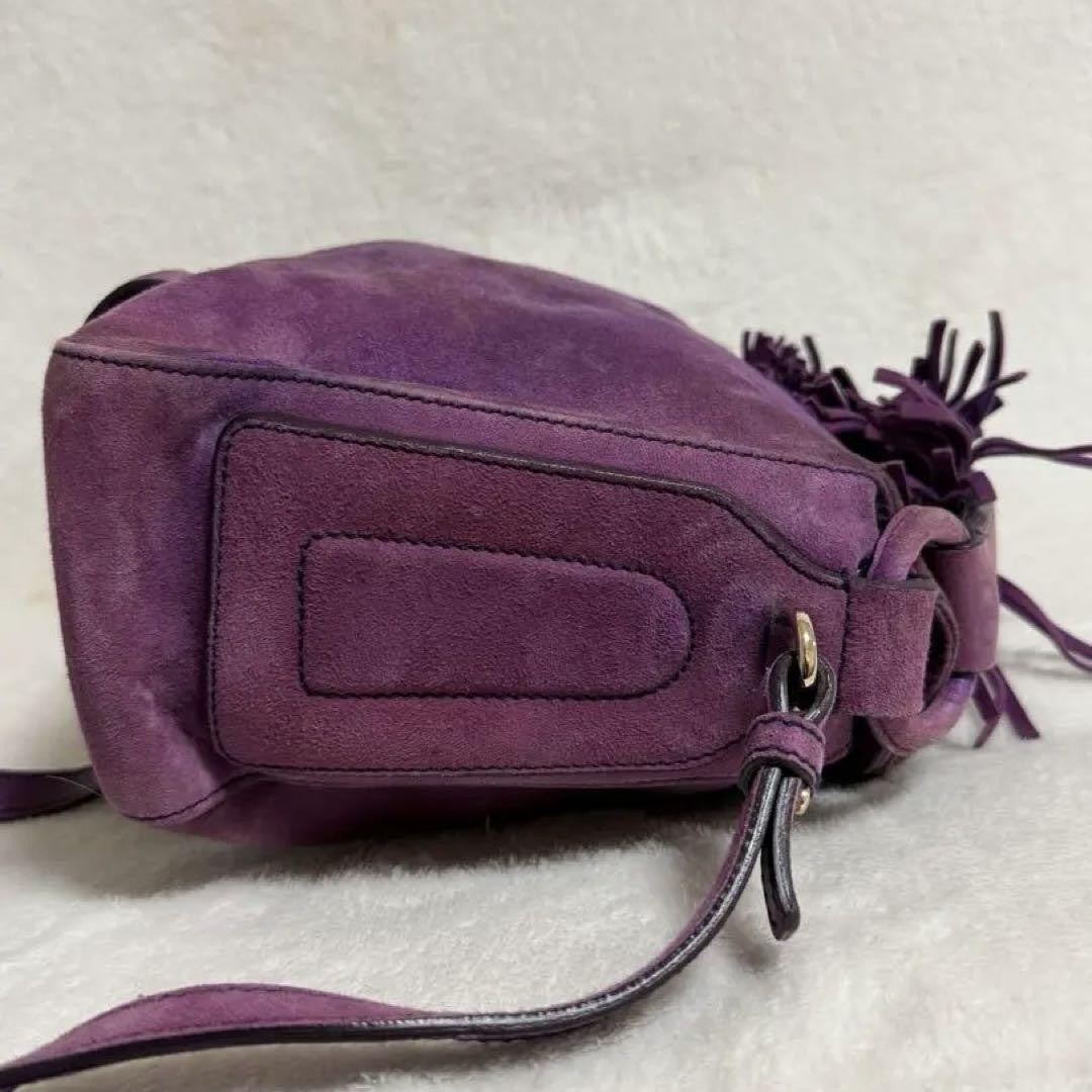 Saint Laurent Shoulder Bag Purse 2way Suede Purple Authentic
