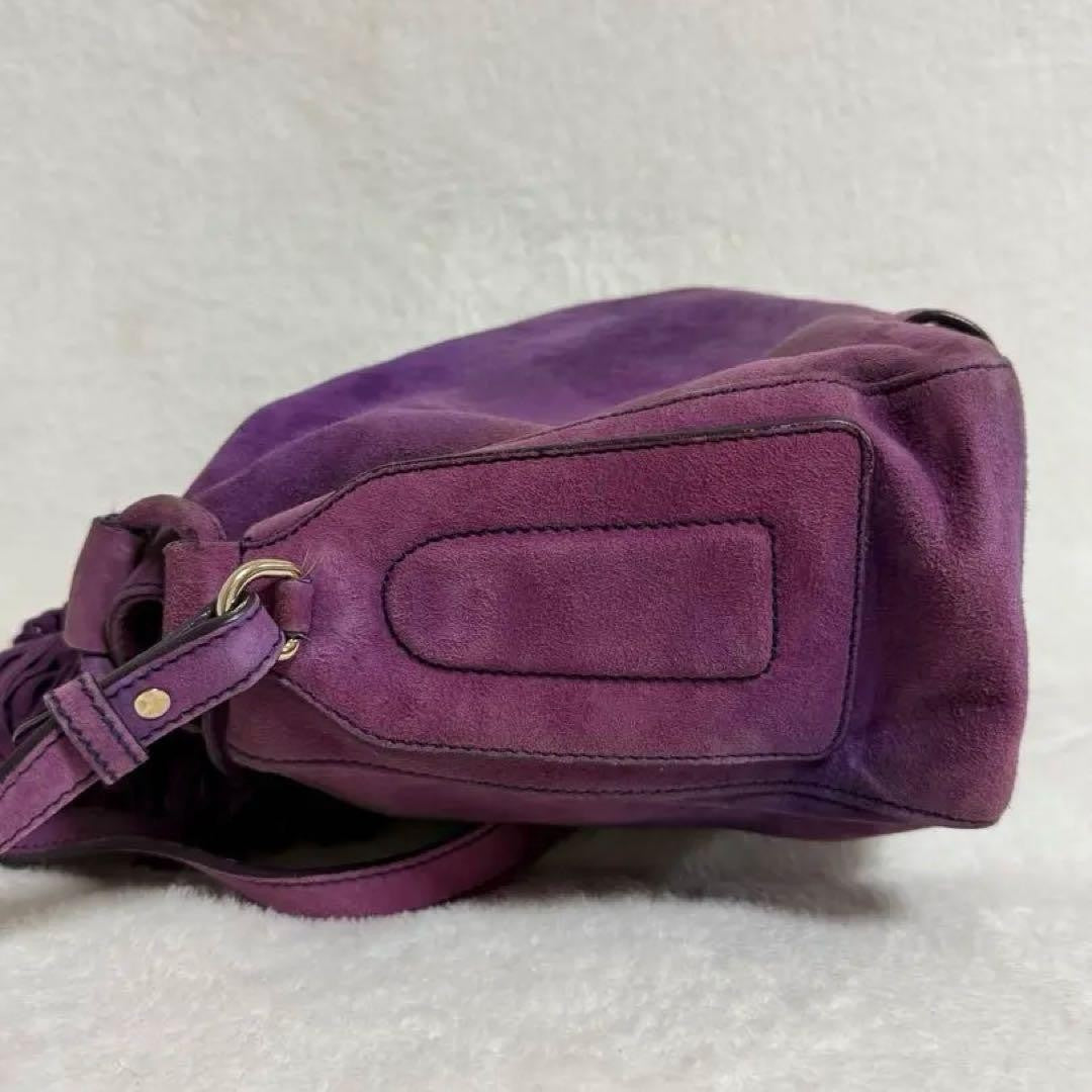 Saint Laurent Shoulder Bag Purse 2way Suede Purple Authentic