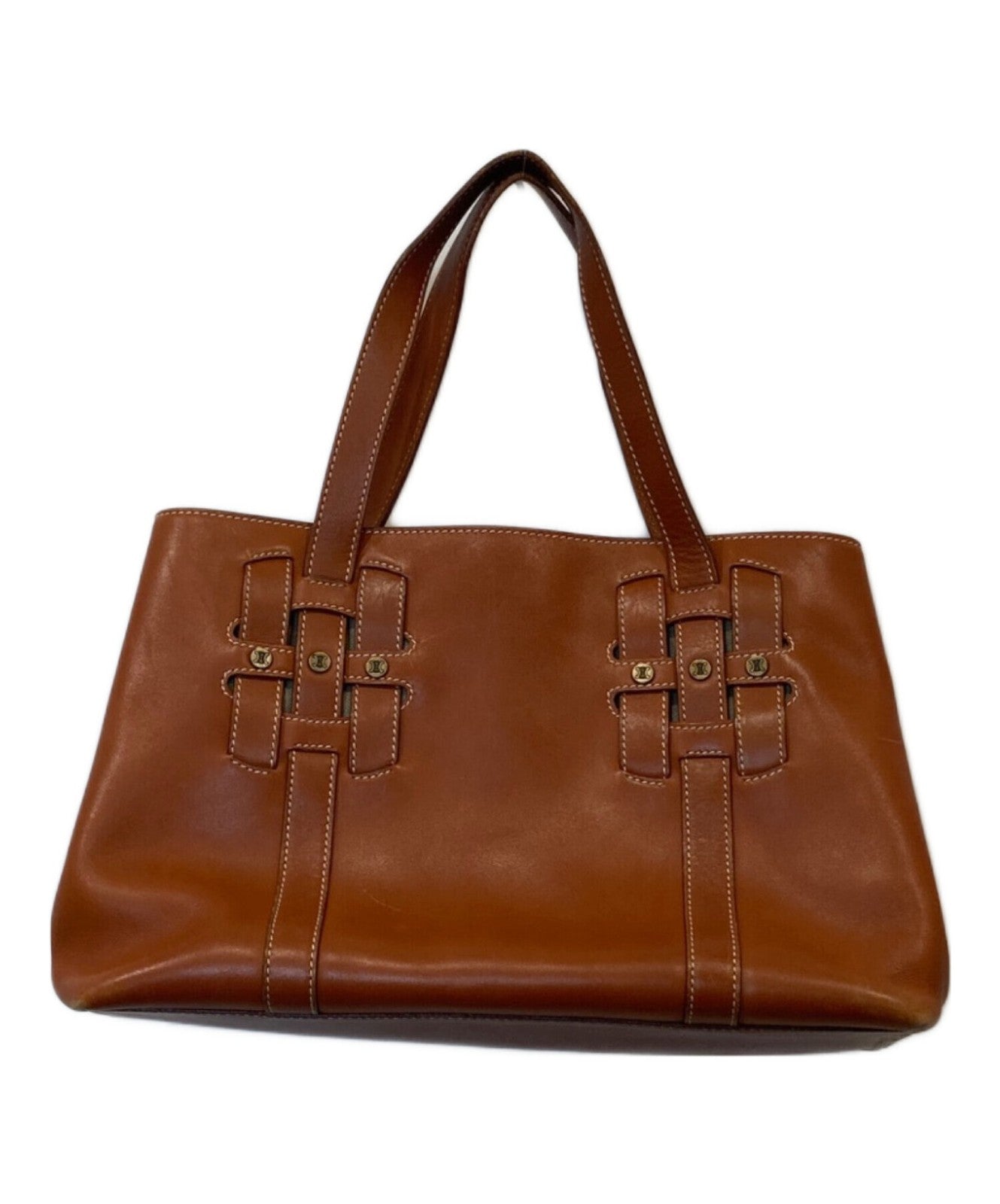 CELINE Hand Bag Tote Purse Leather Brown Authentic