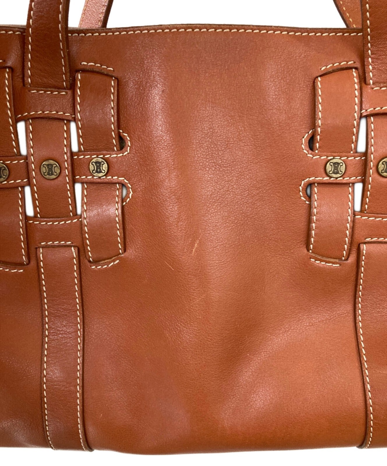 CELINE Hand Bag Tote Purse Leather Brown Authentic