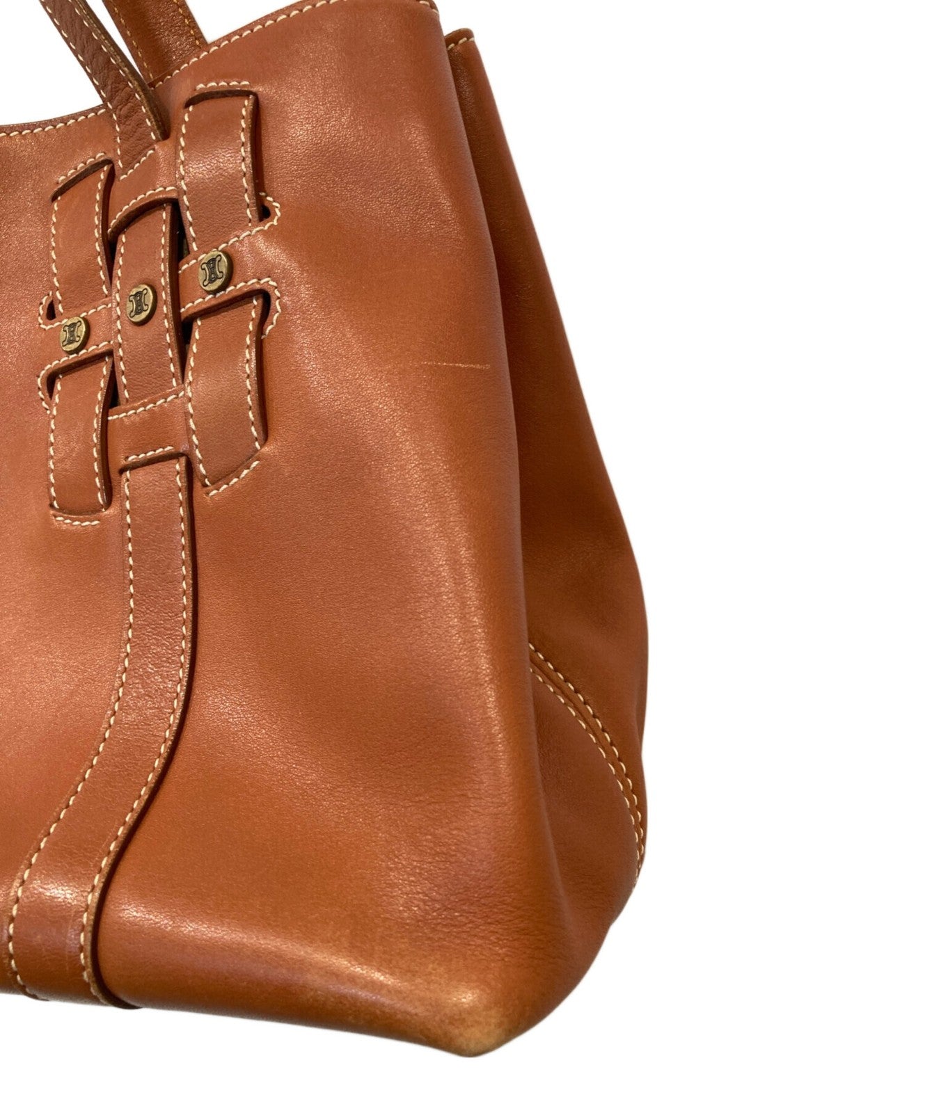 CELINE Hand Bag Tote Purse Leather Brown Authentic