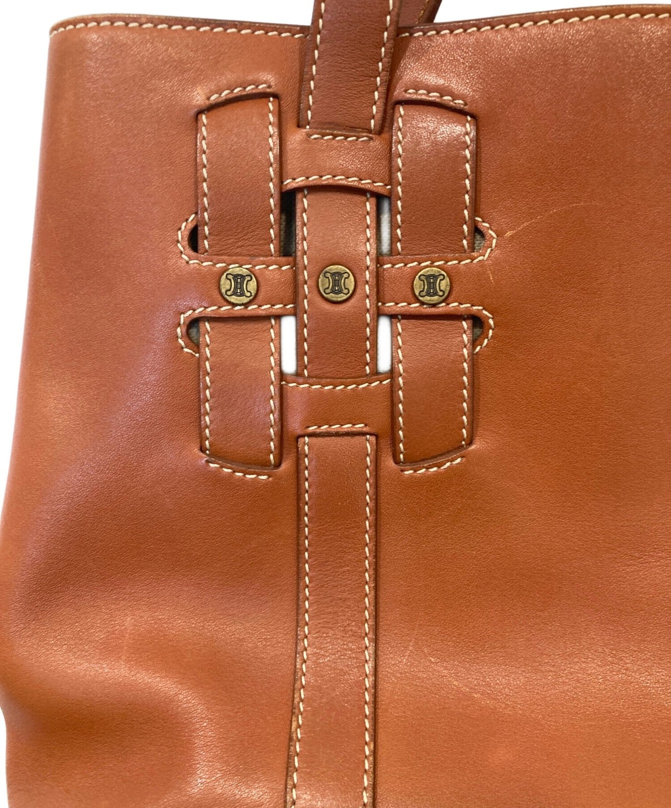CELINE Hand Bag Tote Purse Leather Brown Authentic