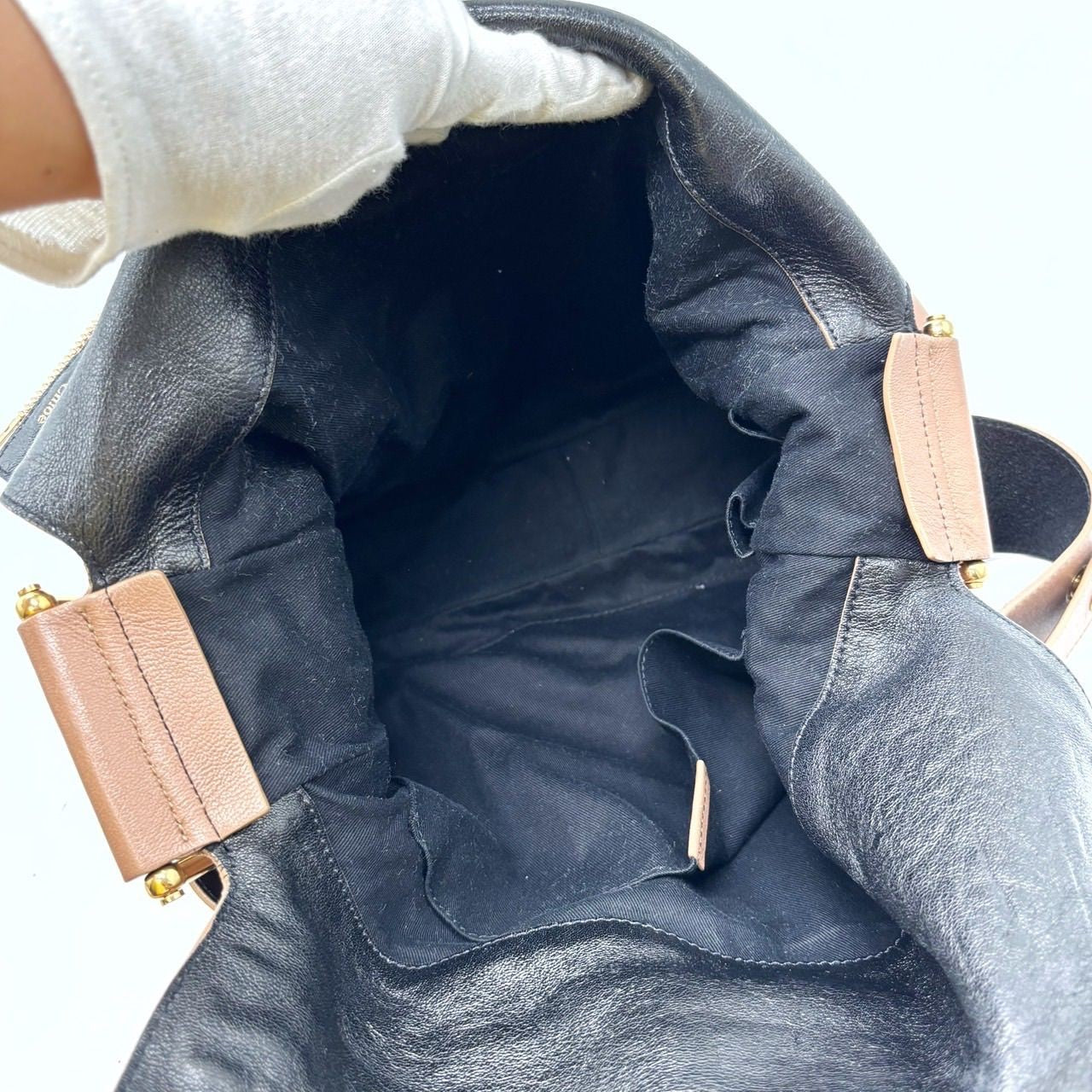 Chloe Shoulder Bag Purse Leather Beige Authentic