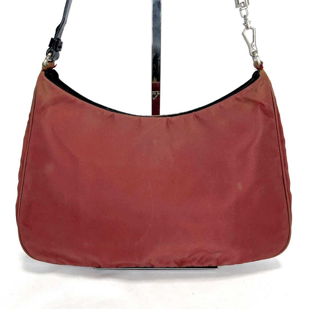 PRADA Hand Bag Tote Purse Logo Nylon Red Authentic