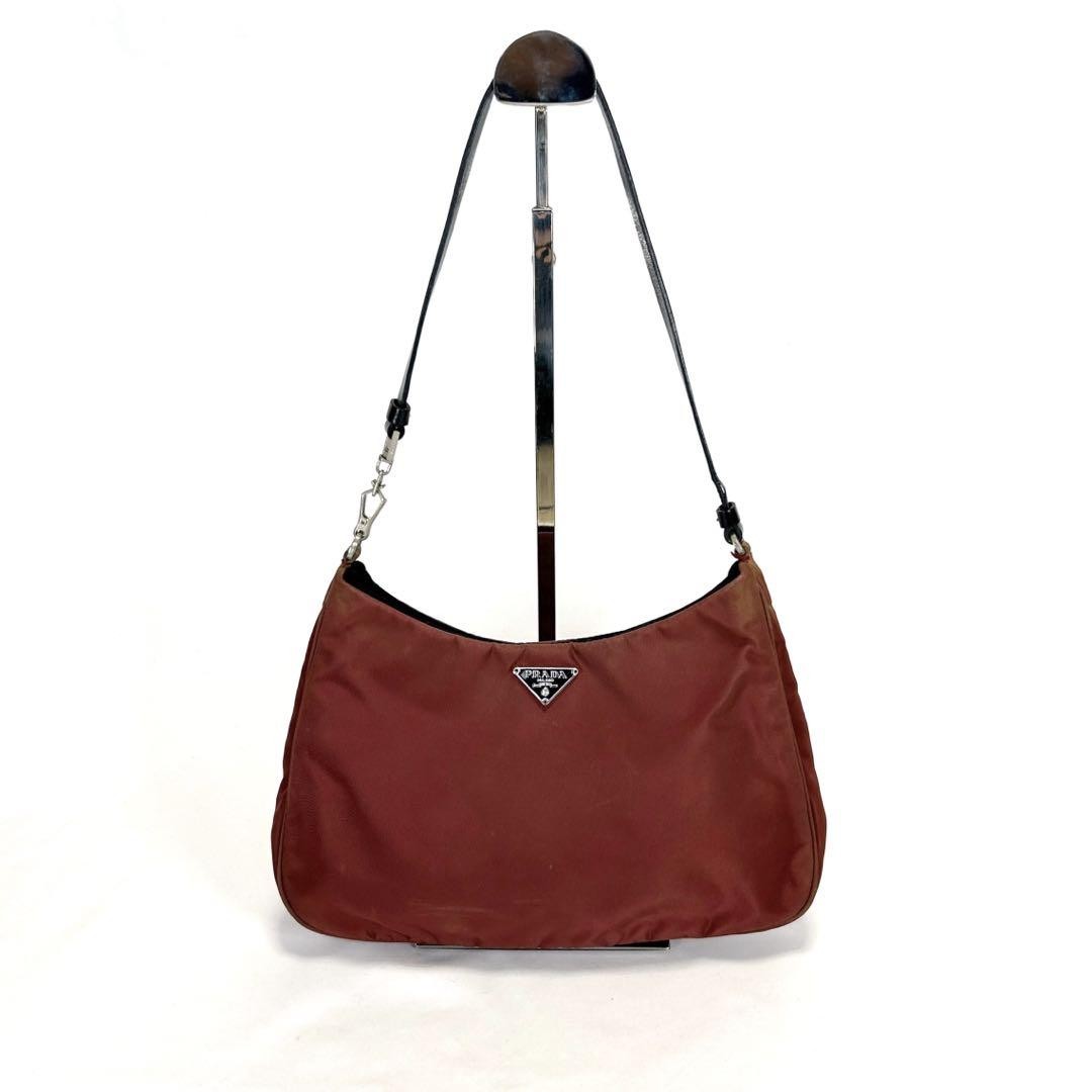 PRADA Hand Bag Tote Purse Logo Nylon Red Authentic