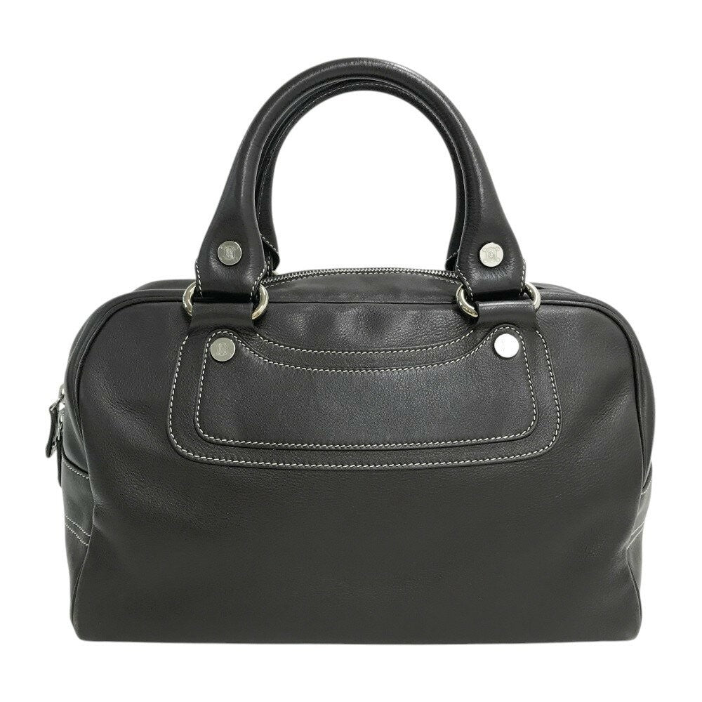 CELINE Mini Boston Bag Hand Bag Tote Purse Boogie Leather Brown Authentic