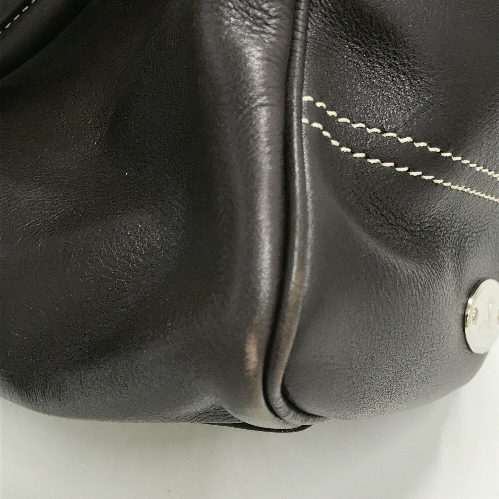 CELINE Mini Boston Bag Hand Bag Tote Purse Boogie Leather Brown Authentic