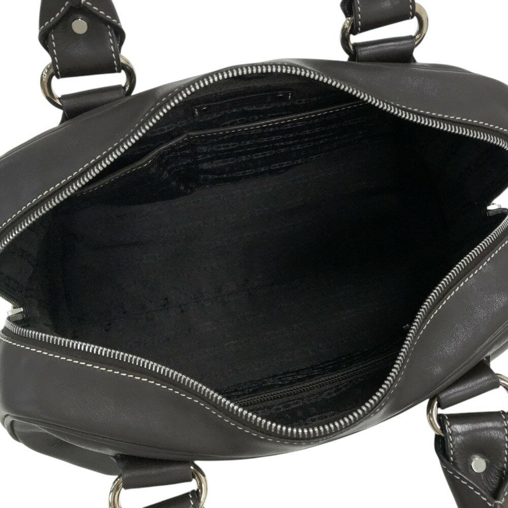 CELINE Mini Boston Bag Hand Bag Tote Purse Boogie Leather Brown Authentic