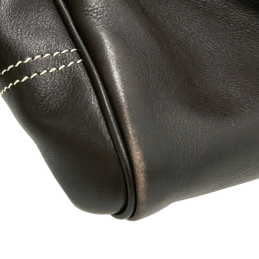 CELINE Mini Boston Bag Hand Bag Tote Purse Boogie Leather Brown Authentic