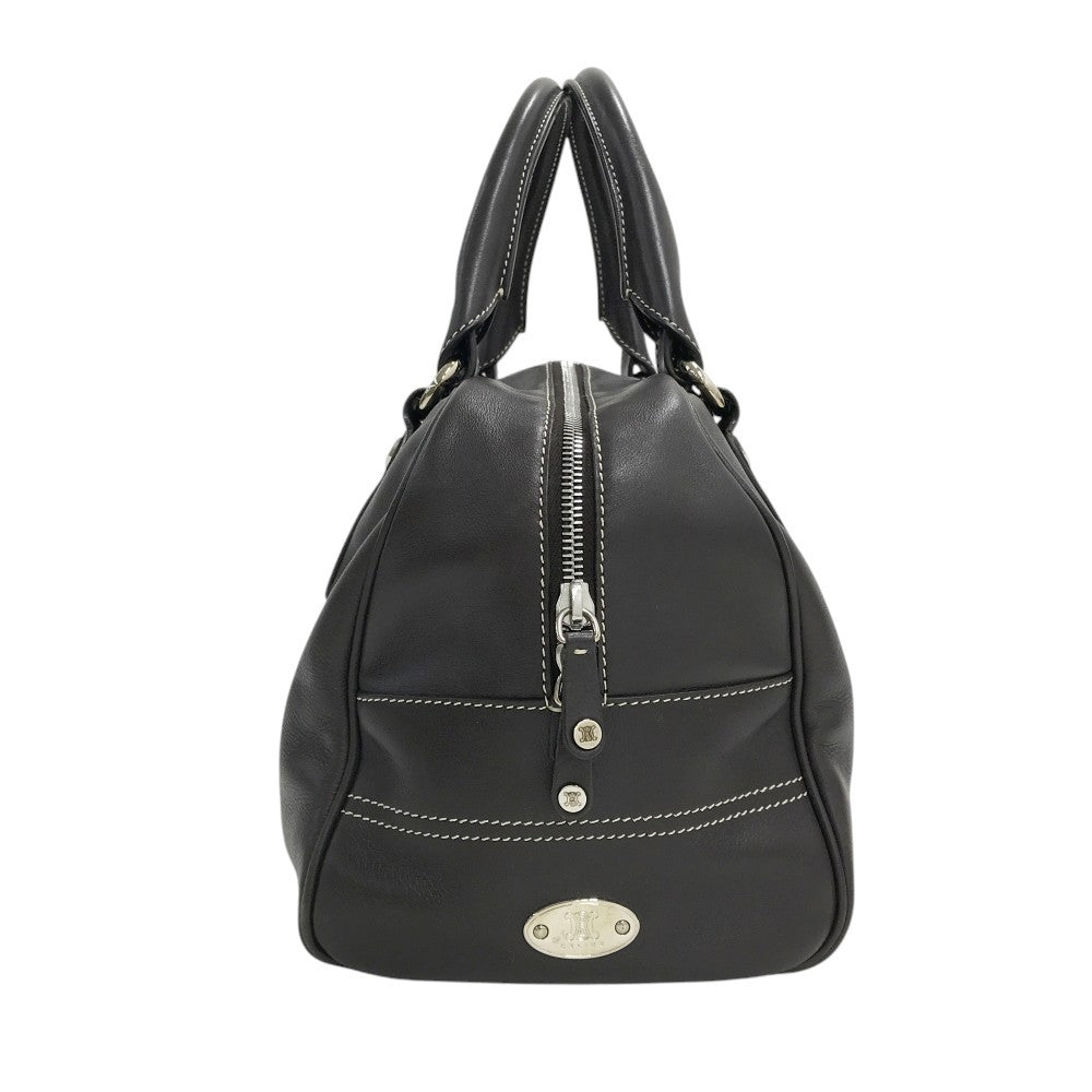 CELINE Mini Boston Bag Hand Bag Tote Purse Boogie Leather Brown Authentic