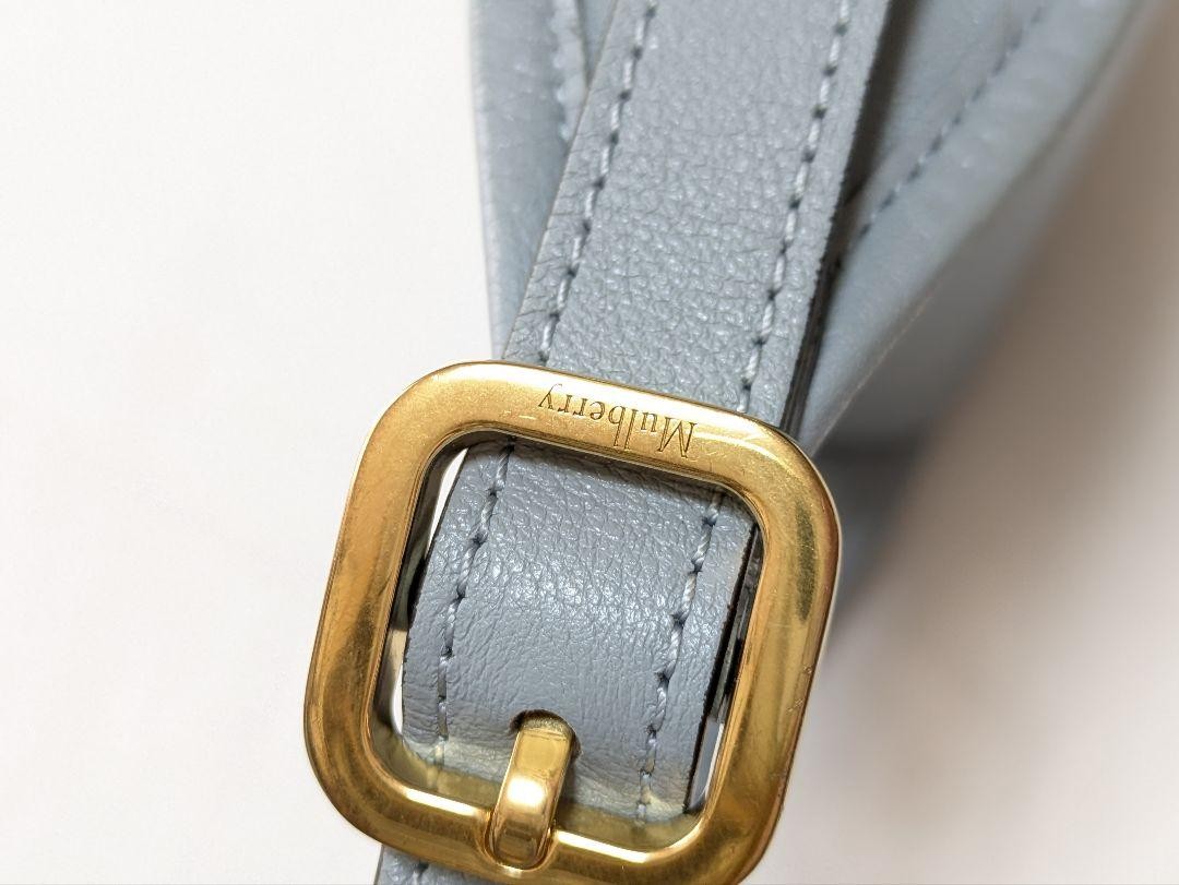 MULBERRY Shoulder Bag Purse Logo Light Blue Authentic