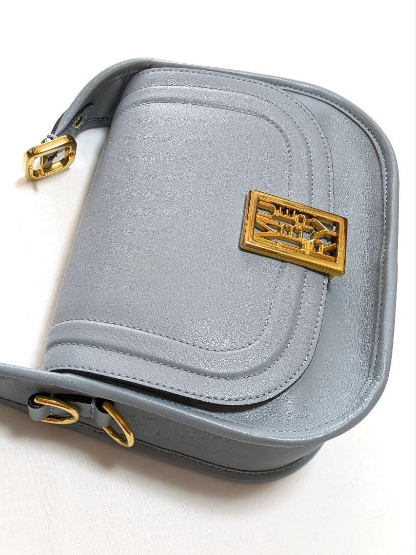 MULBERRY Shoulder Bag Purse Logo Light Blue Authentic