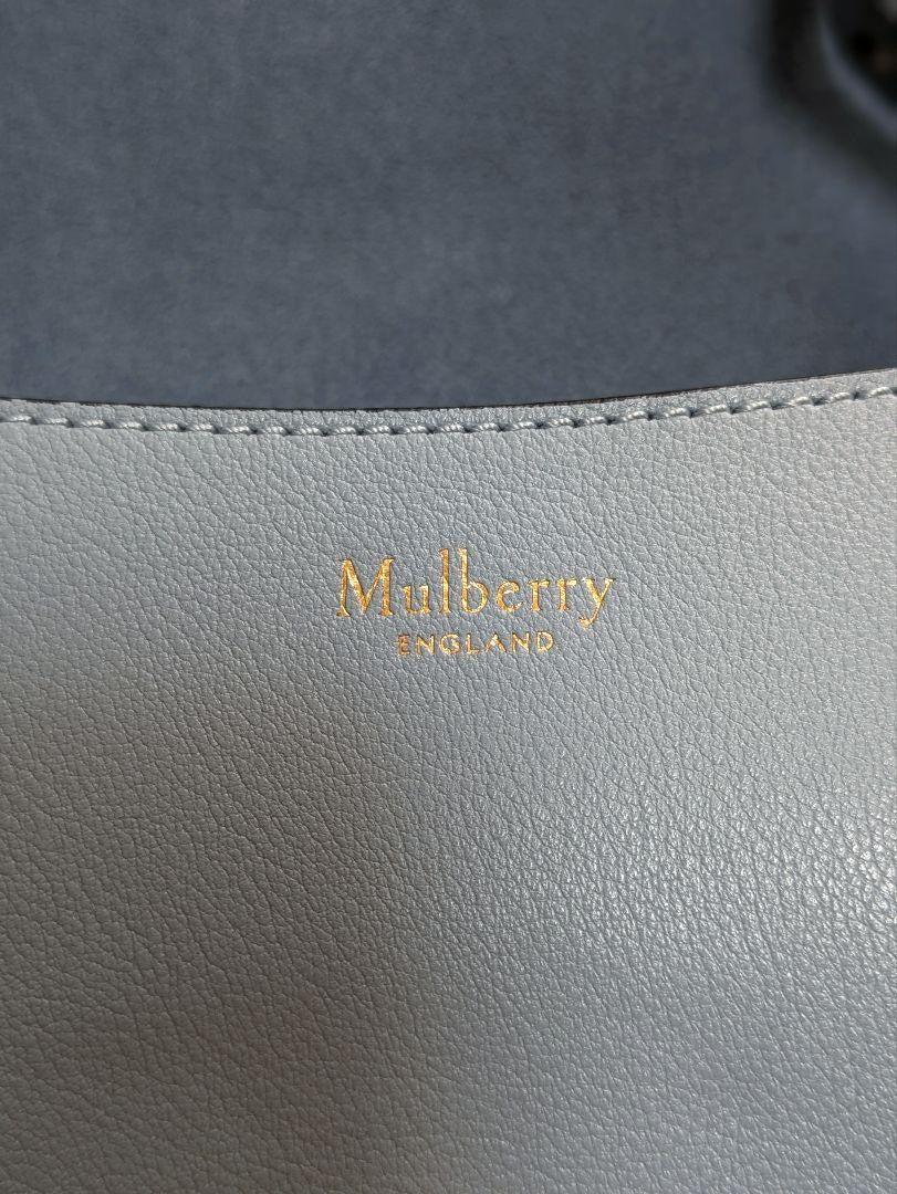 MULBERRY Shoulder Bag Purse Logo Light Blue Authentic