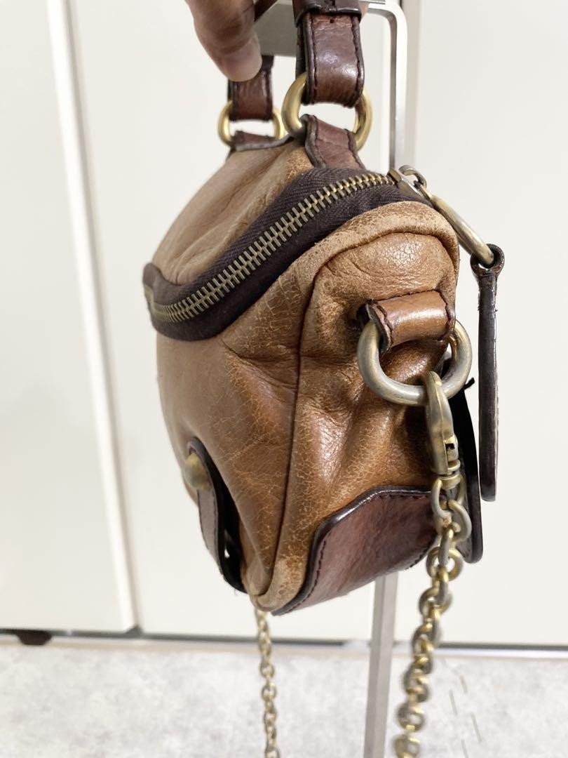 Dolce & Gabbana Shoulder Bag Purse Leather Brown Authentic