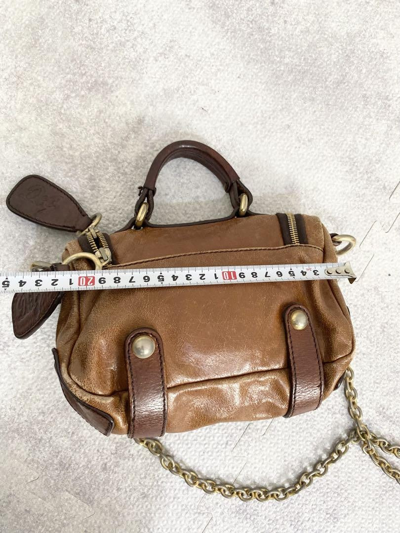 Dolce & Gabbana Shoulder Bag Purse Leather Brown Authentic