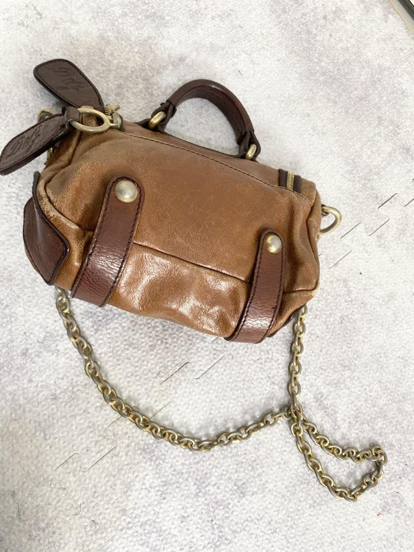 Dolce & Gabbana Shoulder Bag Purse Leather Brown Authentic