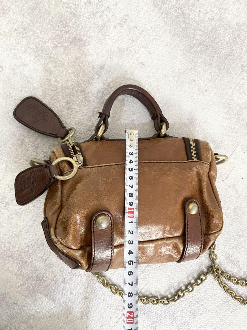 Dolce & Gabbana Shoulder Bag Purse Leather Brown Authentic