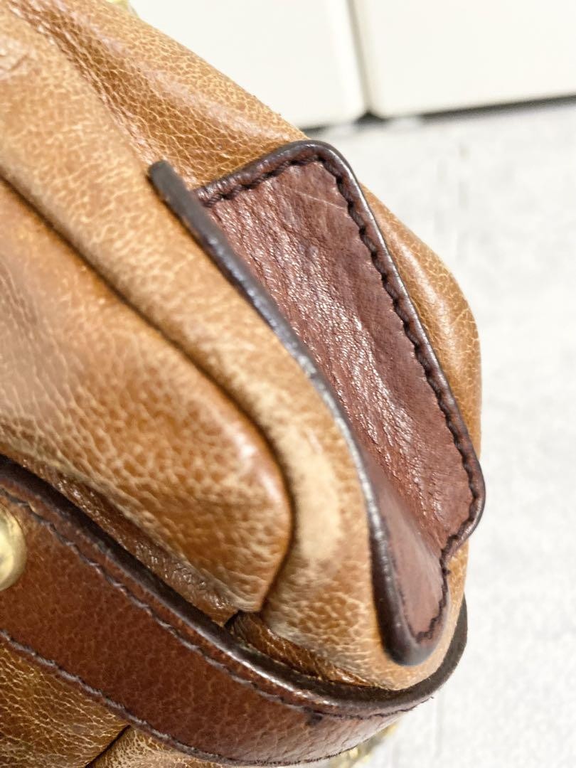 Dolce & Gabbana Shoulder Bag Purse Leather Brown Authentic