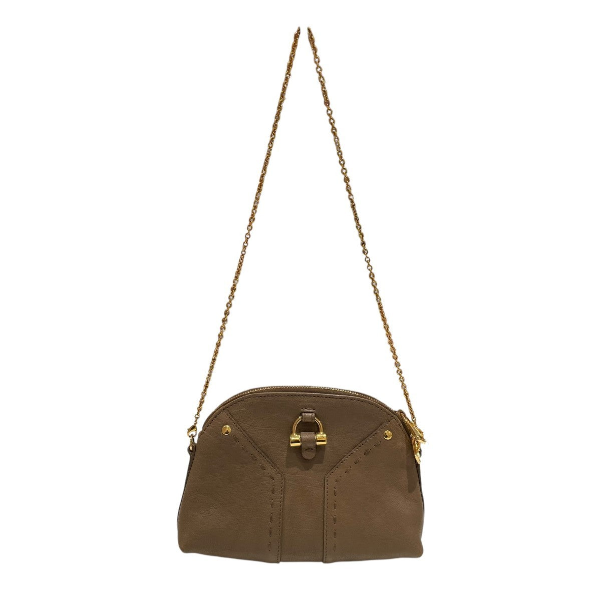 Saint Laurent Shoulder Bag Purse MUSE CHAIN Brown Authentic