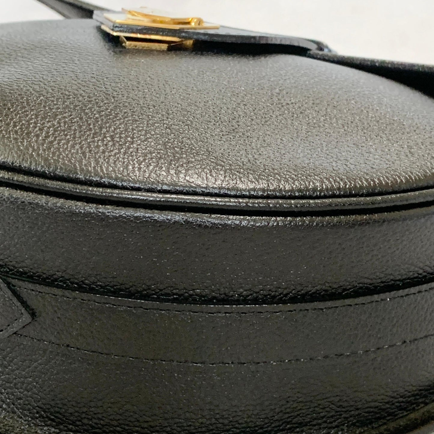 Saint Laurent Bag Cassandra YSL Shoulder Purse Leather Black Gold Used Authentic
