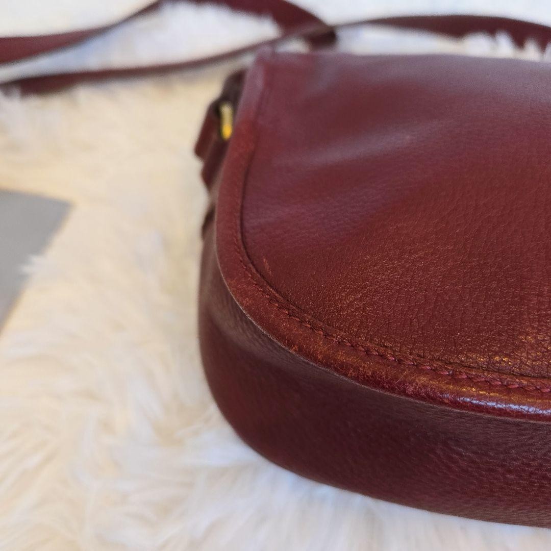Longchamp Shoulder Bag Purse Leather Burgundy Authentic