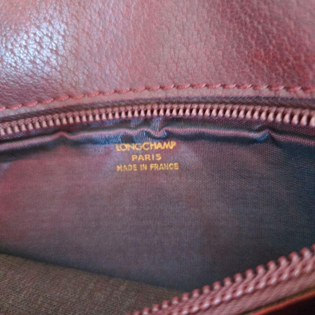 Longchamp Shoulder Bag Purse Leather Burgundy Authentic