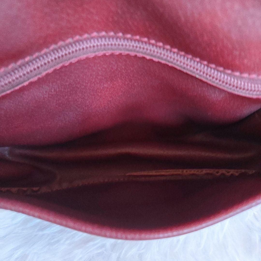 Longchamp Shoulder Bag Purse Leather Burgundy Authentic