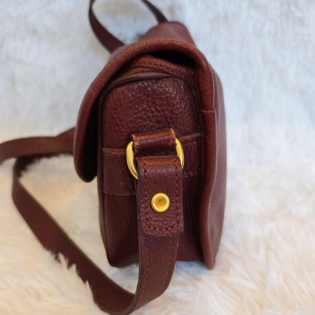Longchamp Shoulder Bag Purse Leather Burgundy Authentic