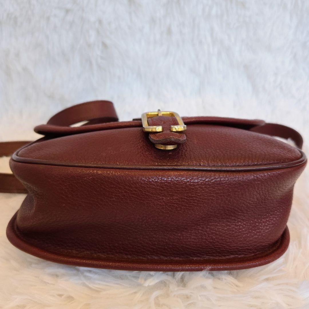 Longchamp Shoulder Bag Purse Leather Burgundy Authentic