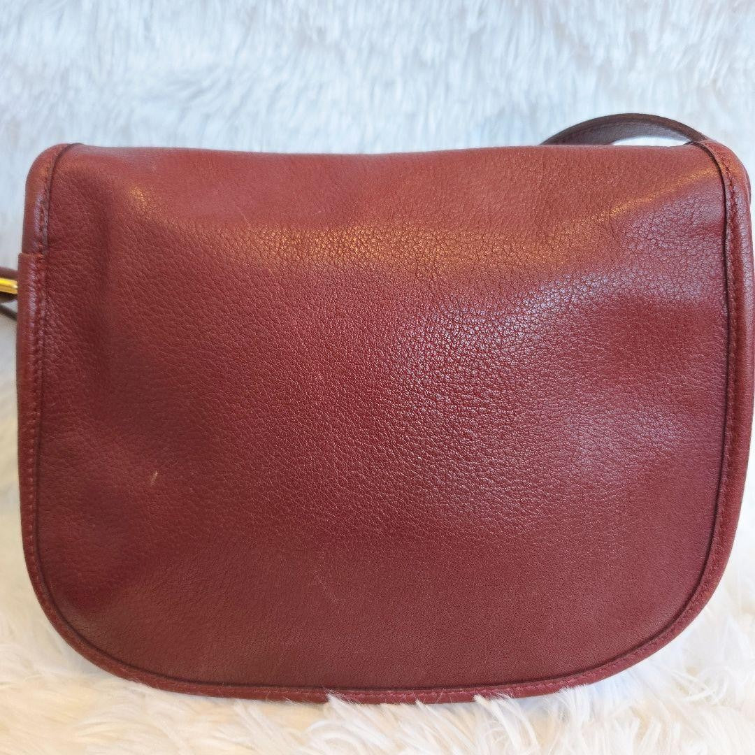 Longchamp Shoulder Bag Purse Leather Burgundy Authentic