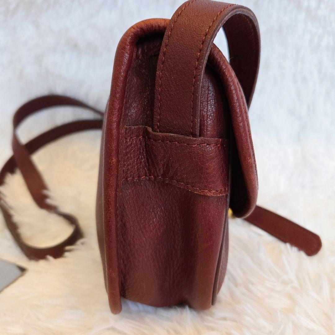 Longchamp Shoulder Bag Purse Leather Burgundy Authentic