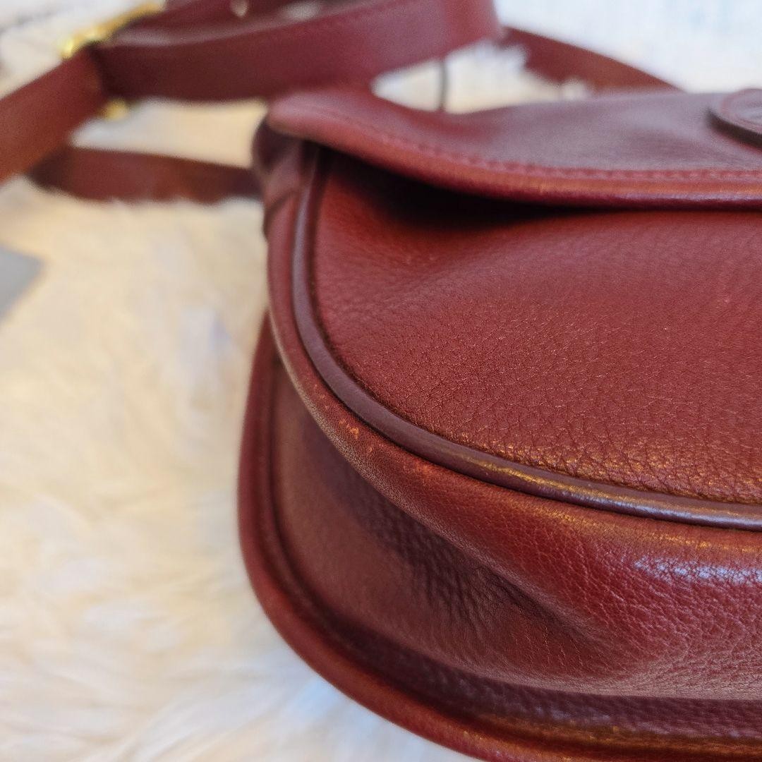 Longchamp Shoulder Bag Purse Leather Burgundy Authentic