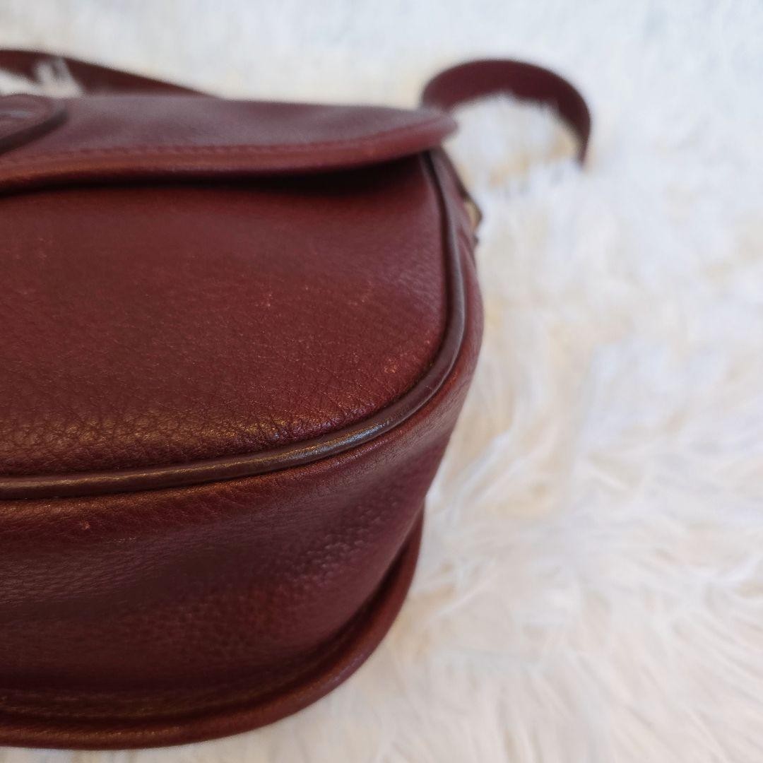 Longchamp Shoulder Bag Purse Leather Burgundy Authentic