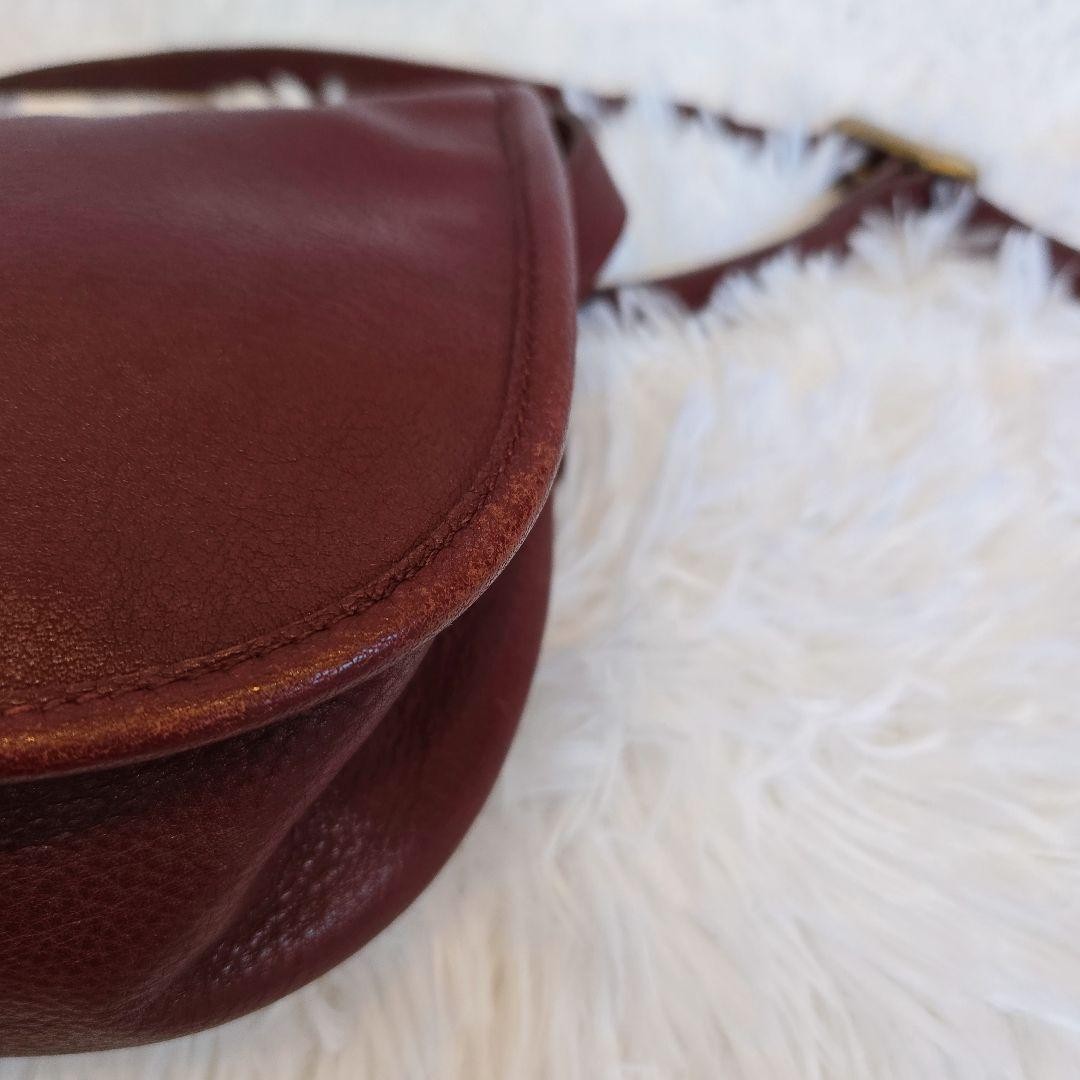 Longchamp Shoulder Bag Purse Leather Burgundy Authentic