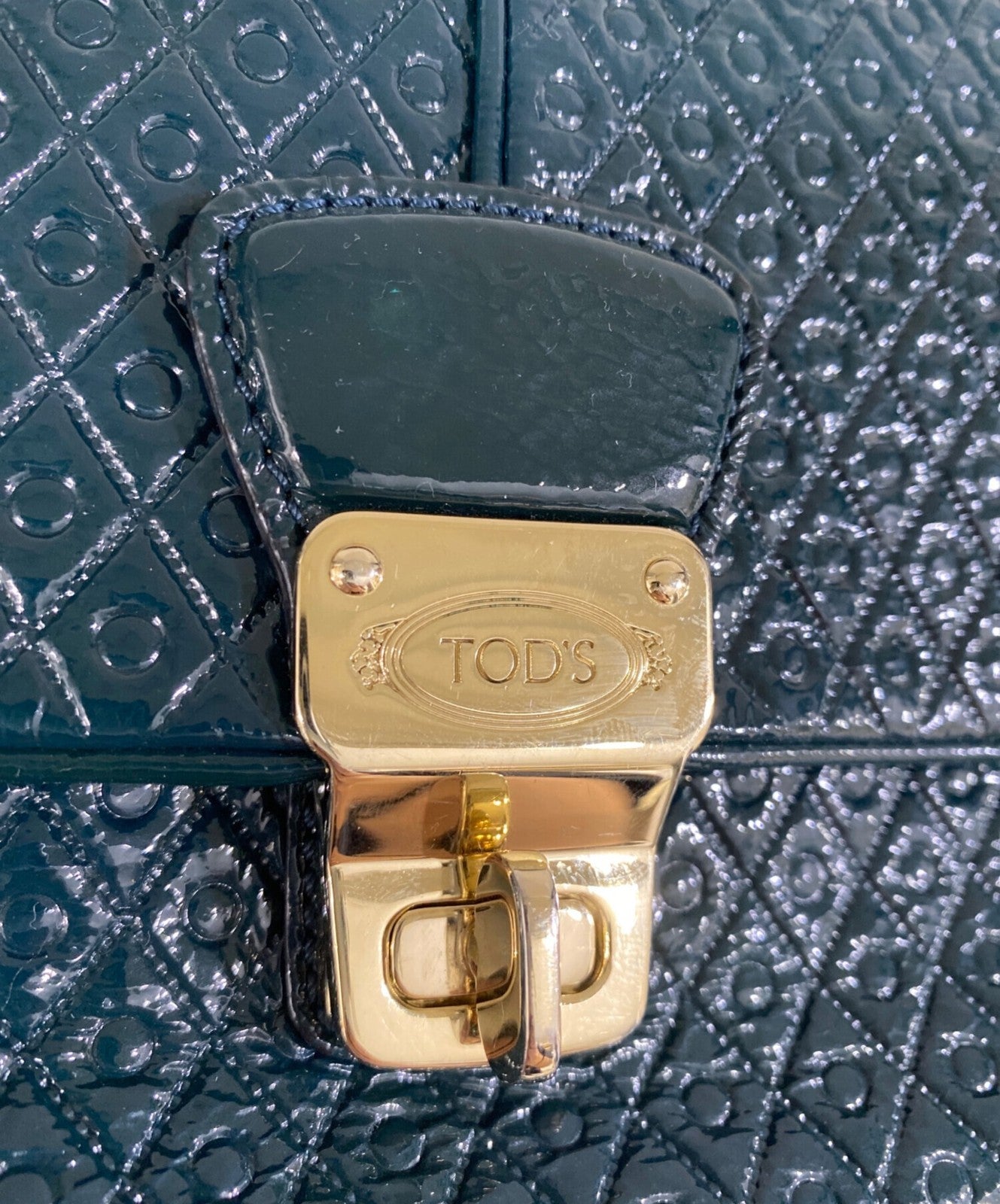 TOD'S Clutch Bag Second Bag Green Authentic
