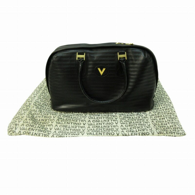 MARIO VALENTINO Hand Bag Tote Purse V Logo Black Authentic