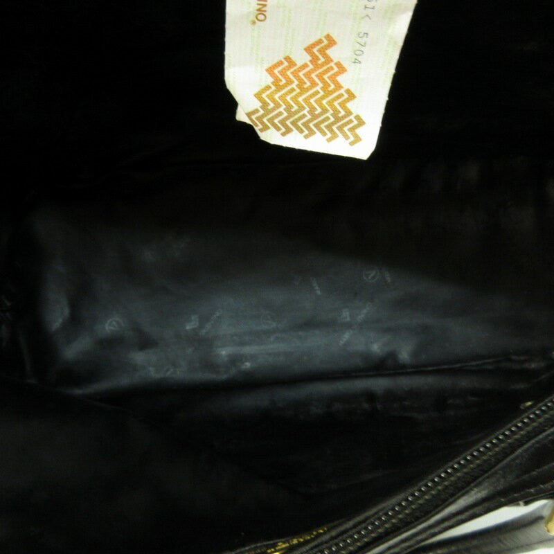 MARIO VALENTINO Hand Bag Tote Purse V Logo Black Authentic