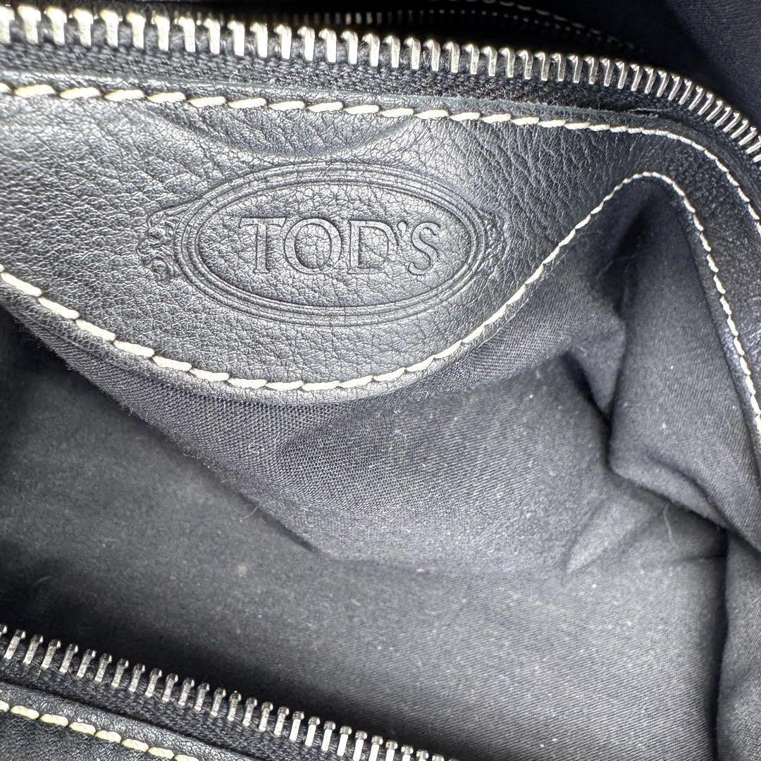 TOD'S Hand Shoulder Bag Tote Purse Mini Boston 2way Leather Black Authentic