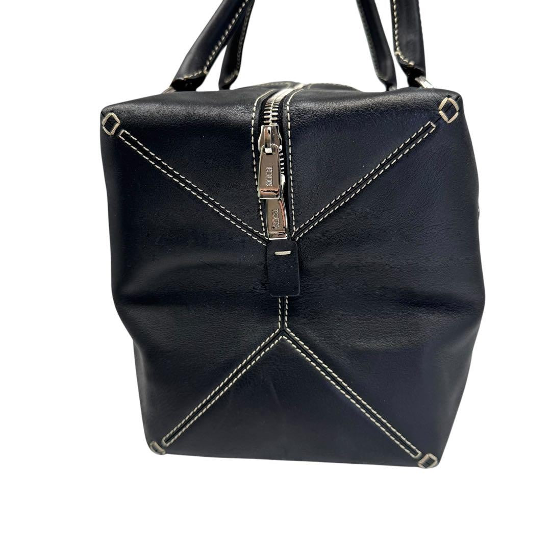 TOD'S Hand Shoulder Bag Tote Purse Mini Boston 2way Leather Black Authentic