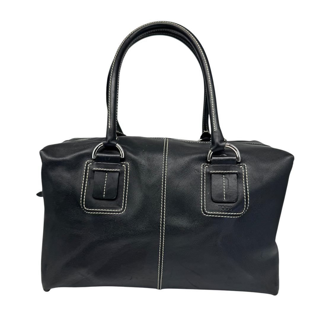 TOD'S Hand Shoulder Bag Tote Purse Mini Boston 2way Leather Black Authentic