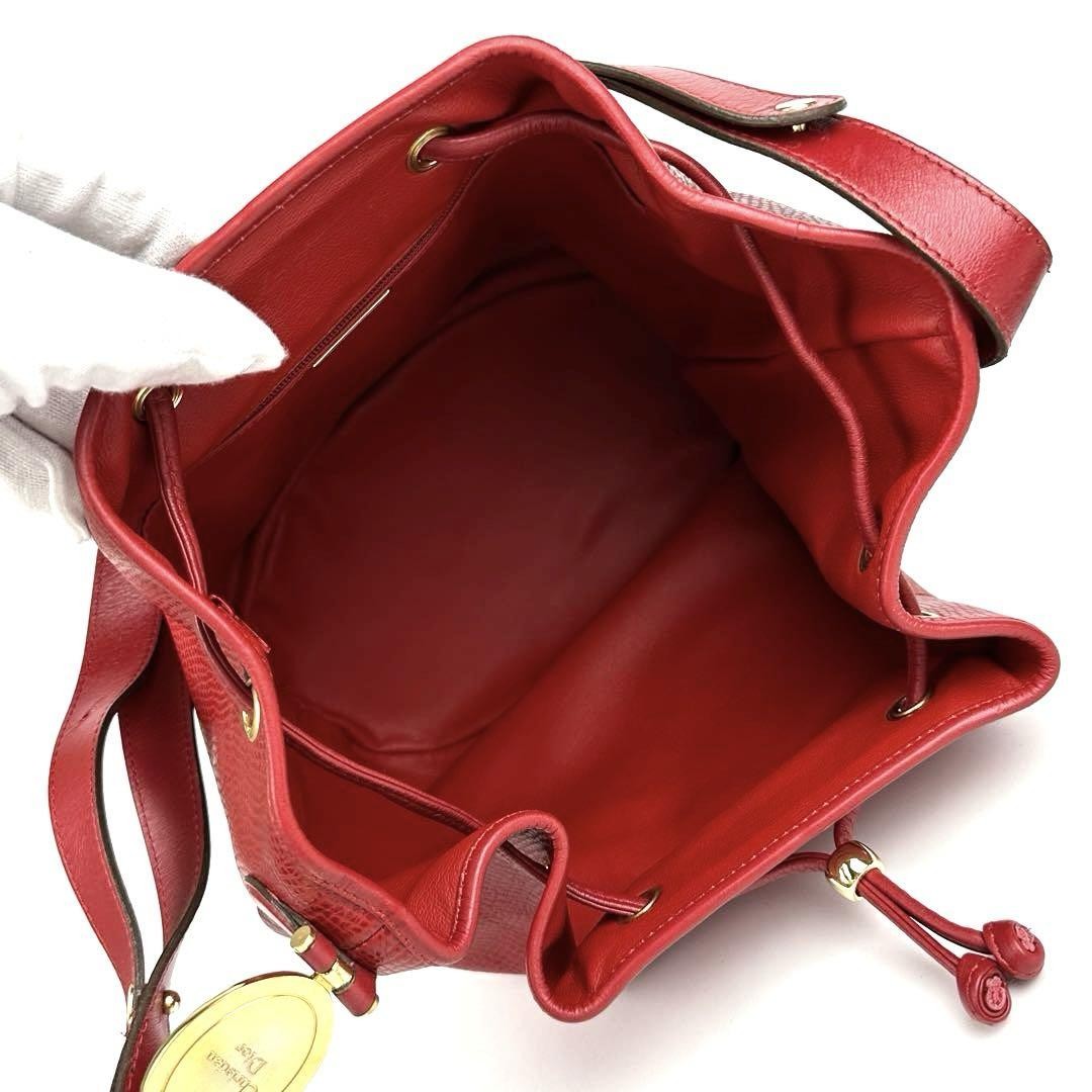 Christian Dior Shoulder Bag Purse CD Leather Red Authentic