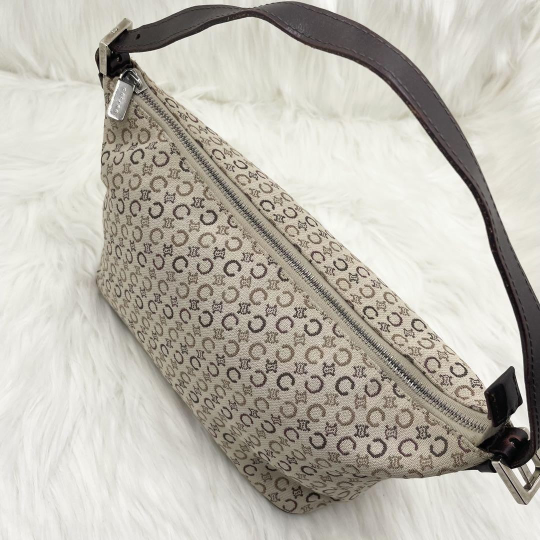 CELINE Hand Bag Tote Purse Accessory Pouch C Macadam Canvas Leather Authentic