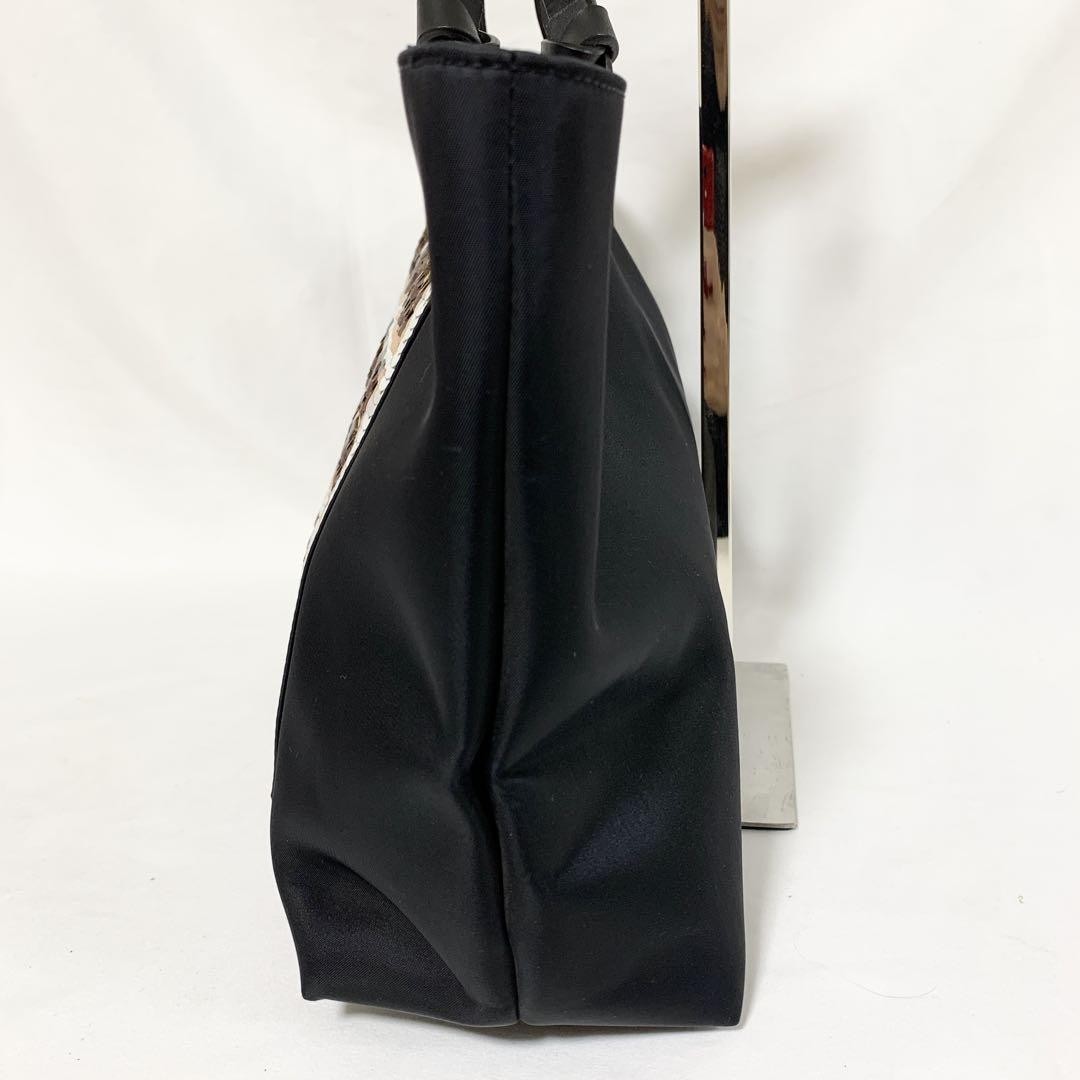 GIVENCHY Hand Bag Tote Purse 4G Leather Nylon Black Orange Authentic