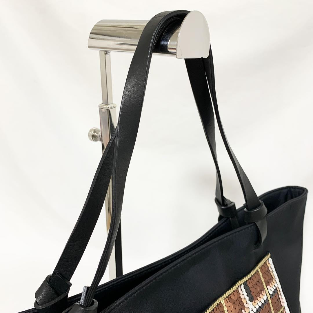 GIVENCHY Hand Bag Tote Purse 4G Leather Nylon Black Orange Authentic
