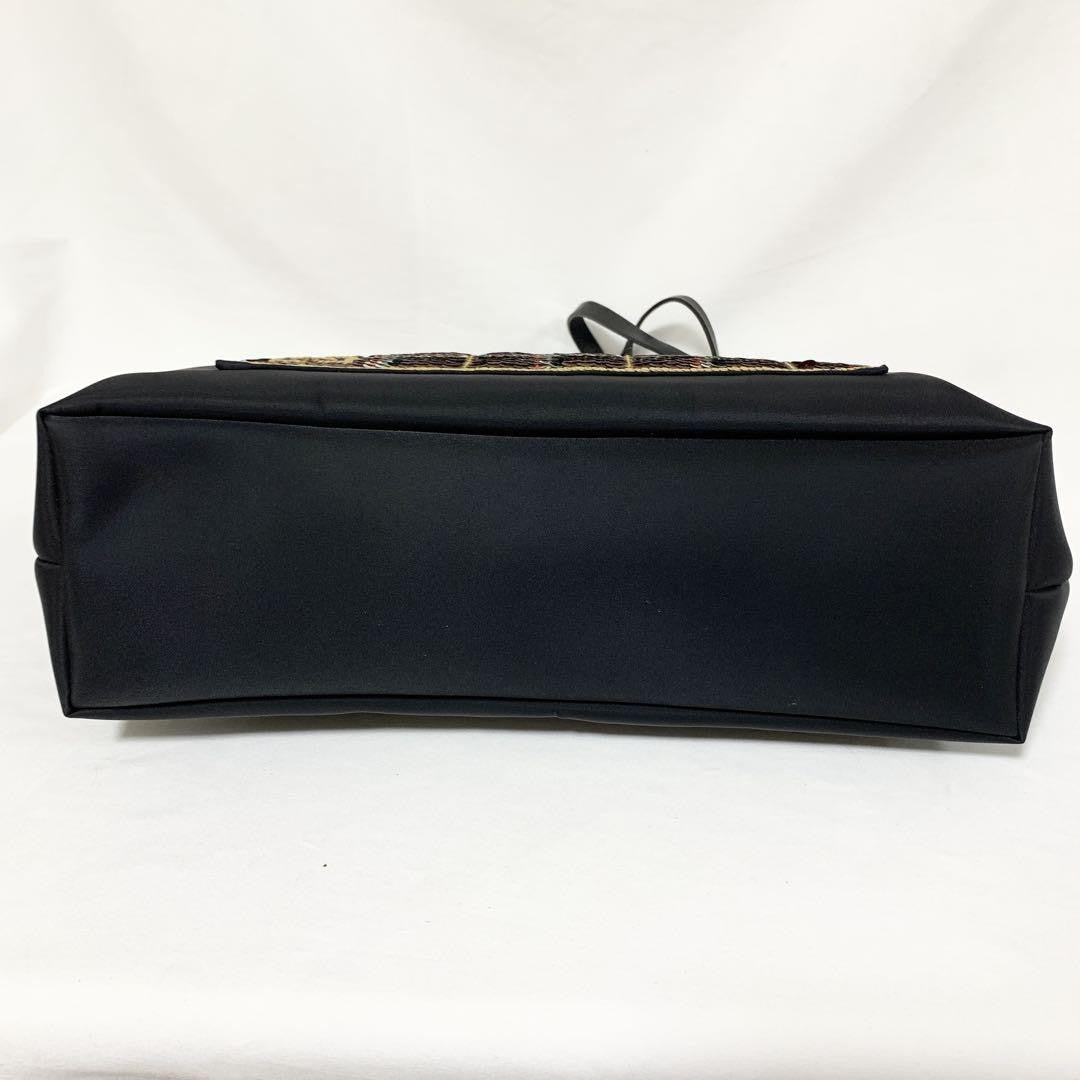 GIVENCHY Hand Bag Tote Purse 4G Leather Nylon Black Orange Authentic