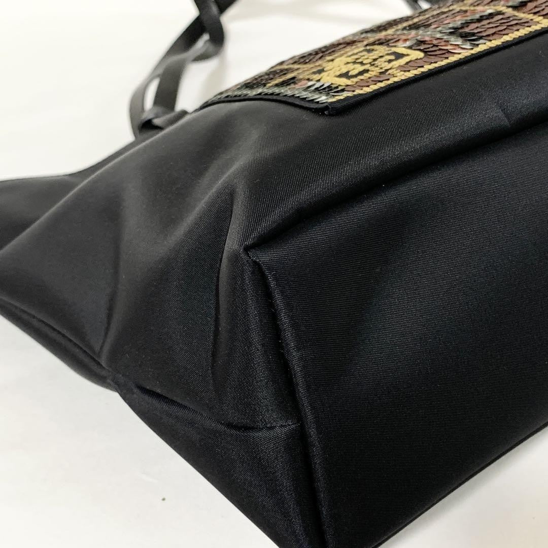 GIVENCHY Hand Bag Tote Purse 4G Leather Nylon Black Orange Authentic