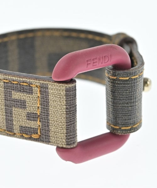 FENDI Bracelet Bangle FF Zucca Beige Brown Authentic