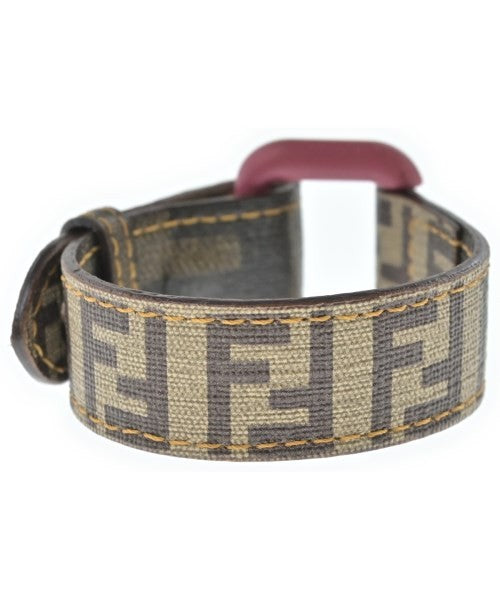 FENDI Bracelet Bangle FF Zucca Beige Brown Authentic