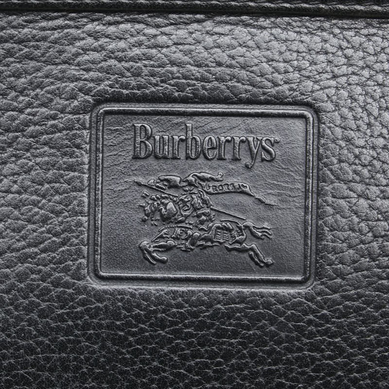 BURBERRY Clutch Bag Second Bag Nova Check Leather Black Authentic
